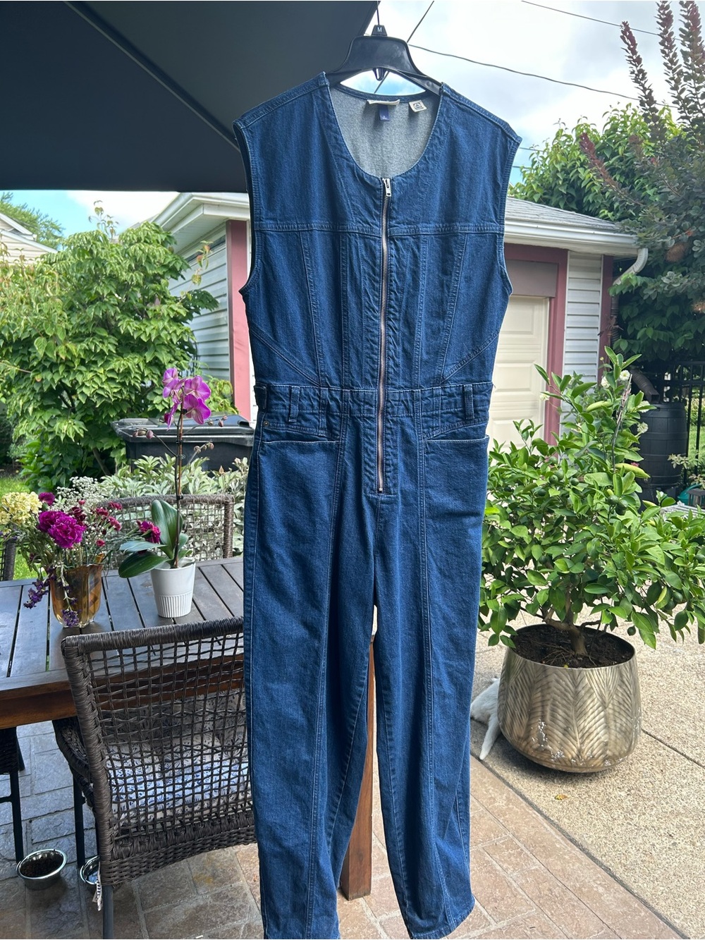 Denim front zip jumper, new never worn.